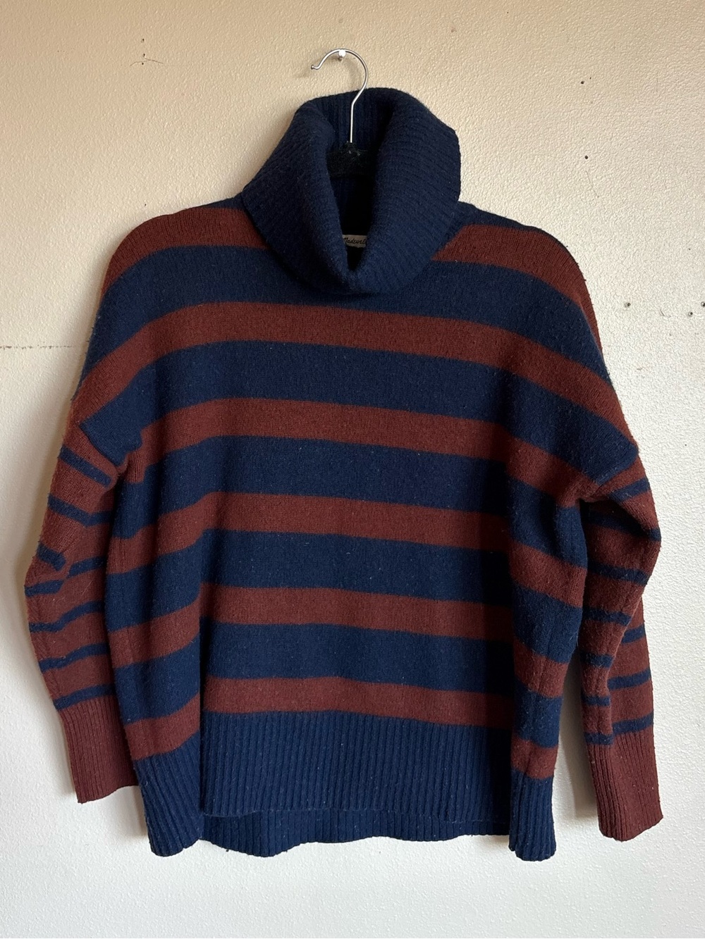 Madewell‎ Striped Wool Blend Turtleneck Sweater Oversized